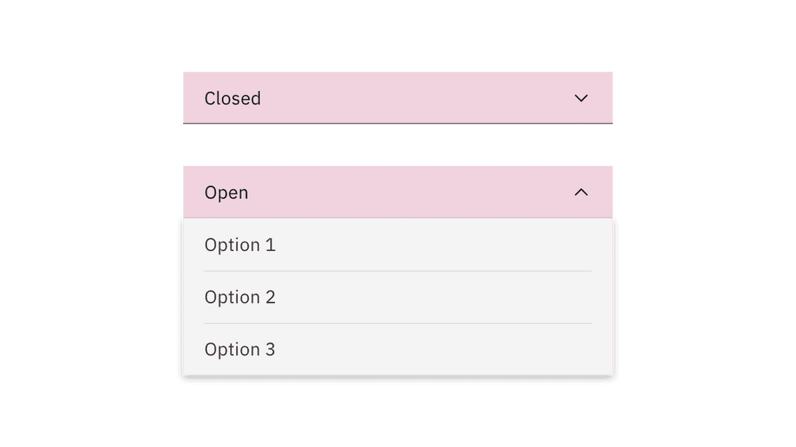 Dropdown closed and open state click targets.